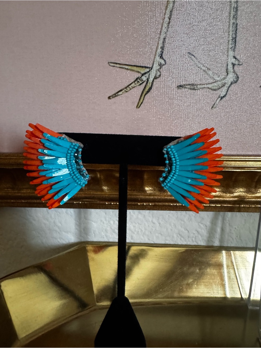Mignonne Gavigan Turquoise and Orange Wing Bead Earrings